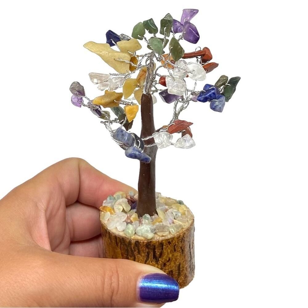 7 Chakra Tree of Life Stone Gemstone Chips Crystal Amethyst Lapis Clear Quartz